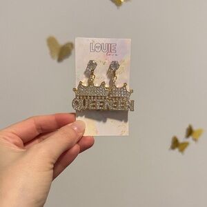 Gold Queen Crown Earrings